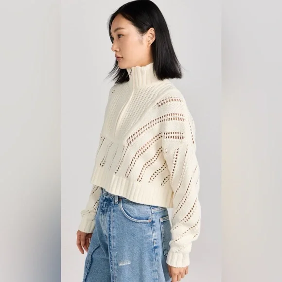 STAUD Cropped Hampton Sweater Sz S - Picture 3 of 10